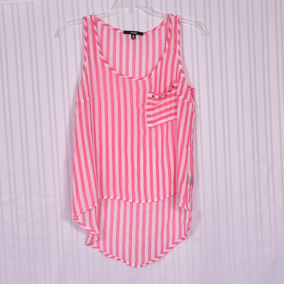 Papaya Sheer Pink Stripe Front Pocket Tank Top Size Small - Picture 7 of 7